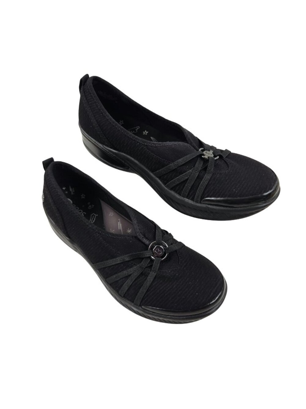 BZees Niche Ballerina Slip on Shoes Womens Size 9.5 Black Mesh Comfort